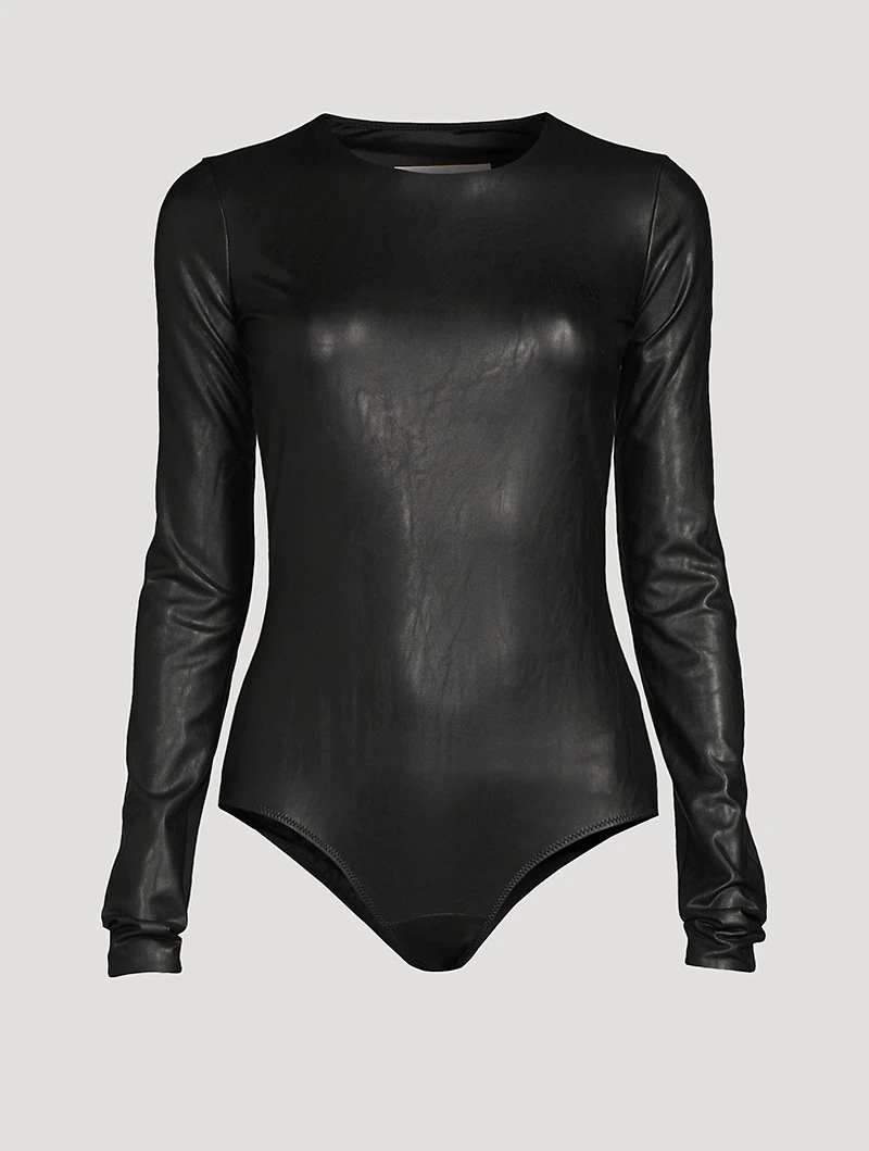 Faux Leather Panel Bodysuit