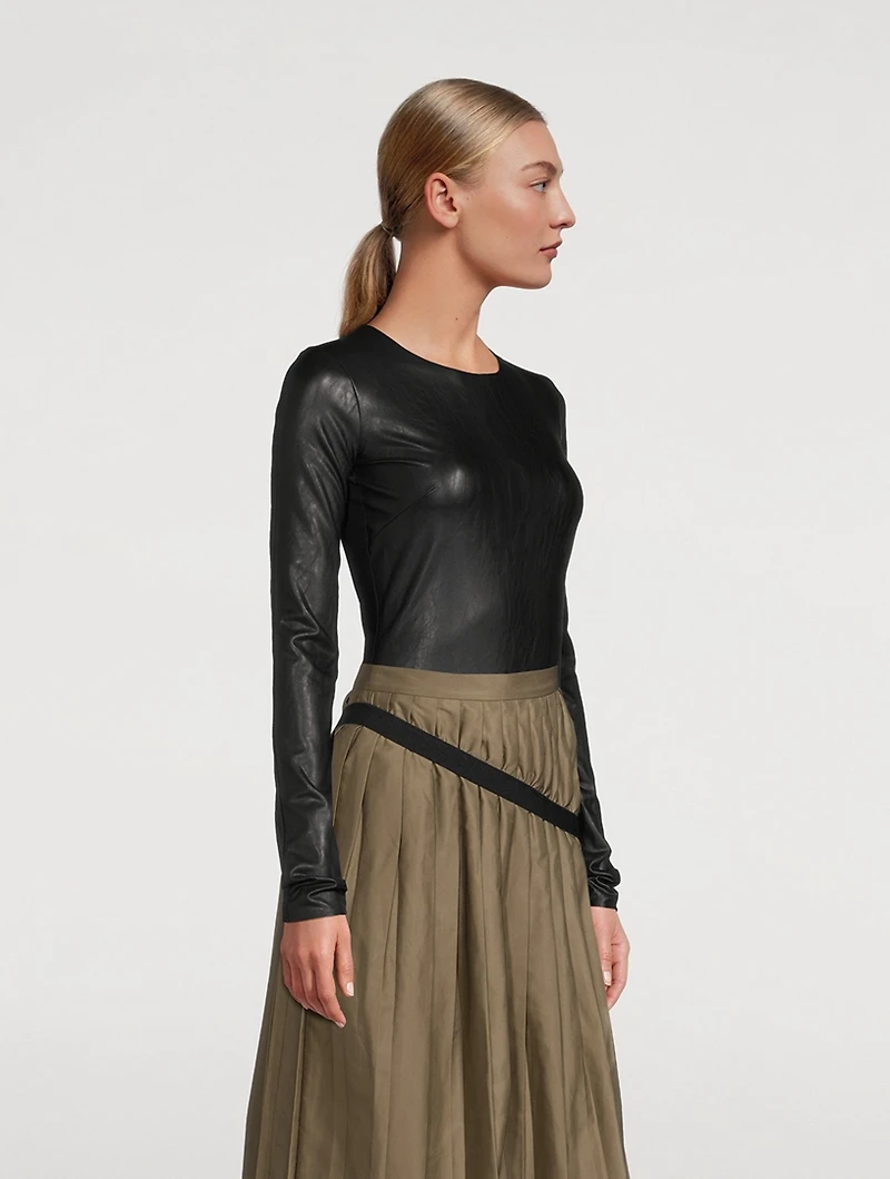 Faux Leather Panel Bodysuit