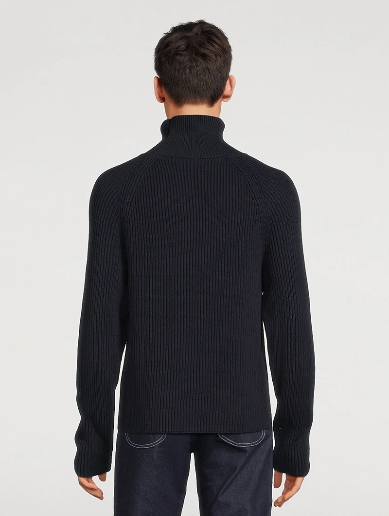 Cotton And Wool Turtleneck Sweater