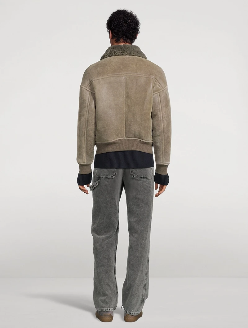 Suede Shearling Bomber