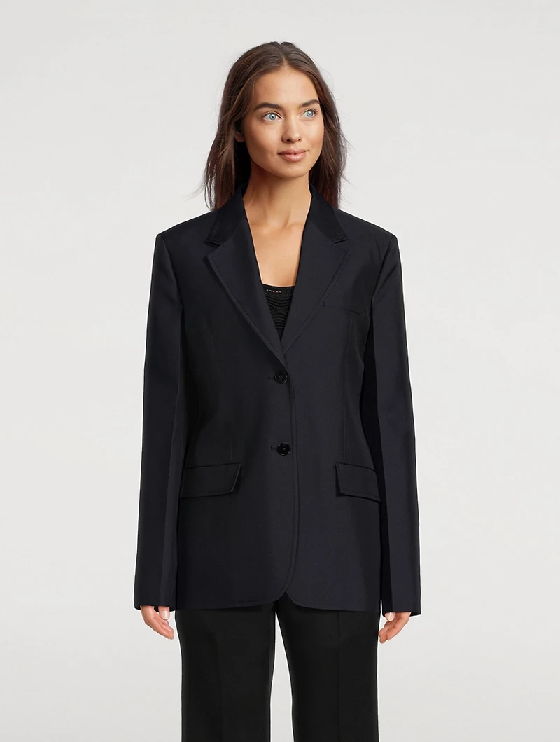 Techno Gabardine Single-Breasted Blazer