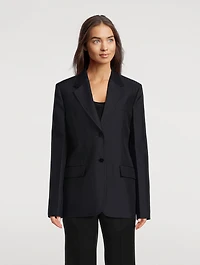 Techno Gabardine Single-Breasted Blazer