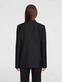 Techno Gabardine Single-Breasted Blazer
