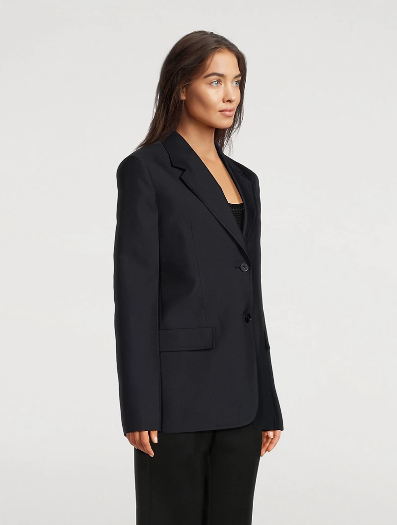 Techno Gabardine Single-Breasted Blazer