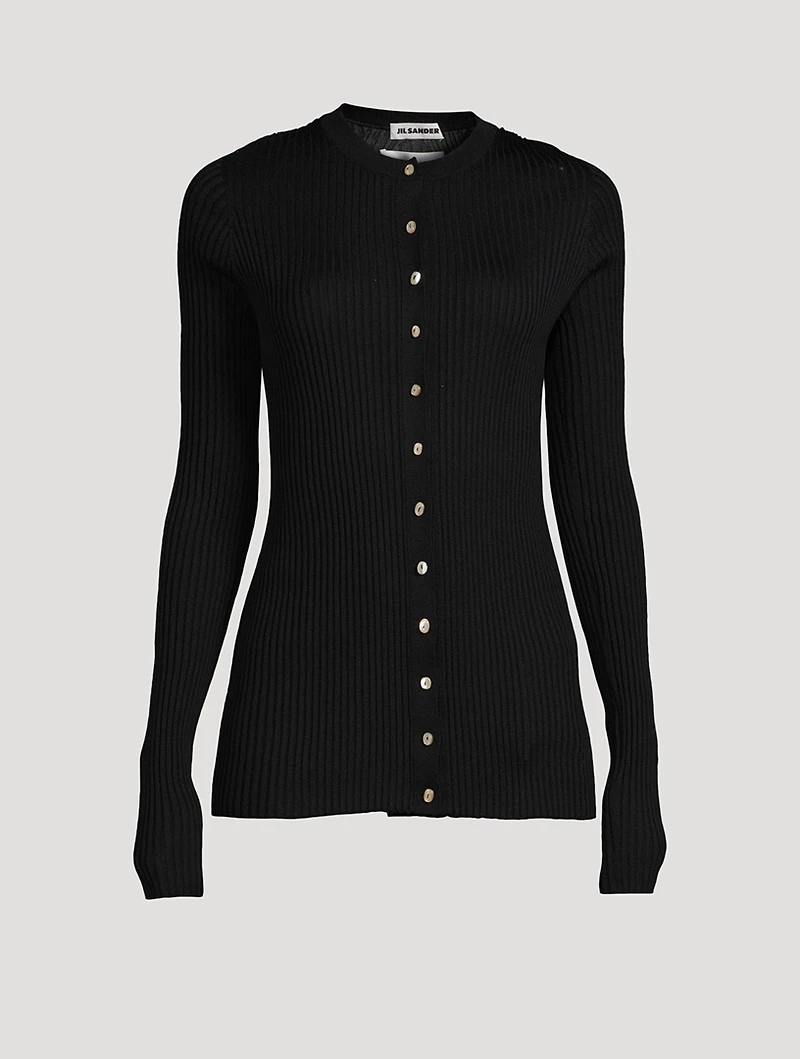 Wool And Silk Ribbed Cardigan