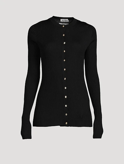 Wool And Silk Ribbed Cardigan
