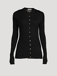 Wool And Silk Ribbed Cardigan