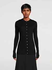 Wool And Silk Ribbed Cardigan