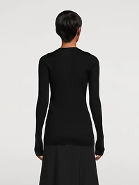 Wool And Silk Ribbed Cardigan