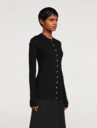 Wool And Silk Ribbed Cardigan