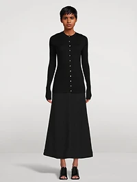 Wool And Silk Ribbed Cardigan