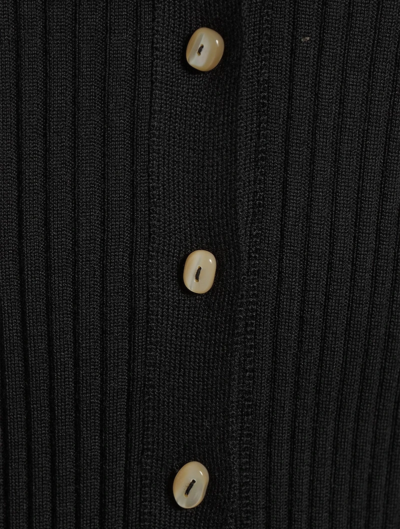 Wool And Silk Ribbed Cardigan