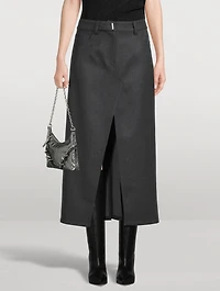 Stretch Wool Midi Skirt