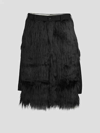 Wool-Blend Faux Fur Shorts