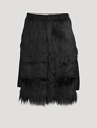 Wool-Blend Faux Fur Shorts