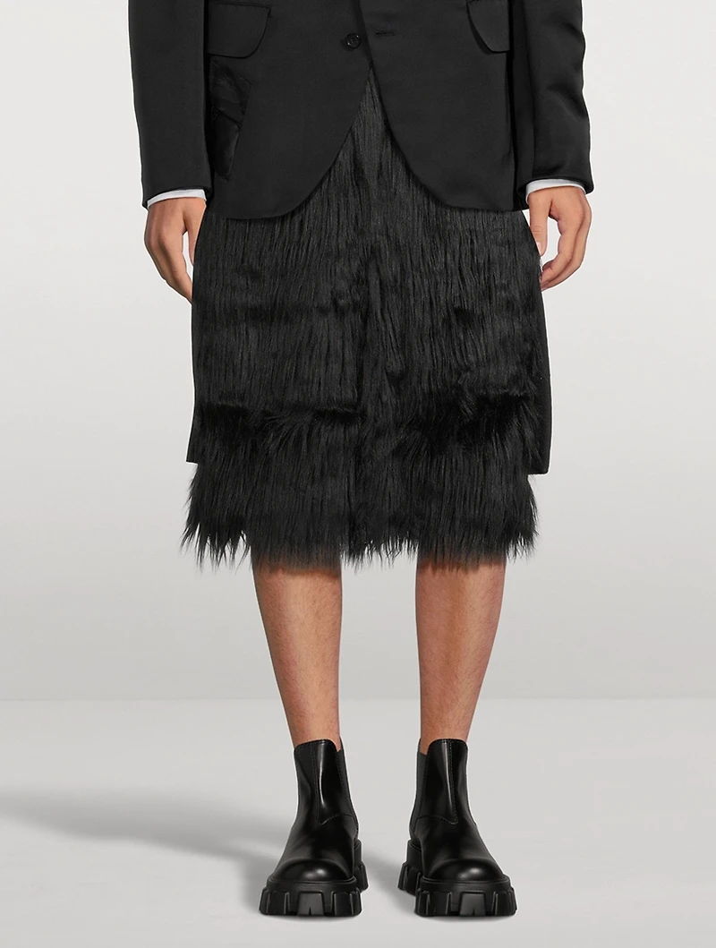 Wool-Blend Faux Fur Shorts