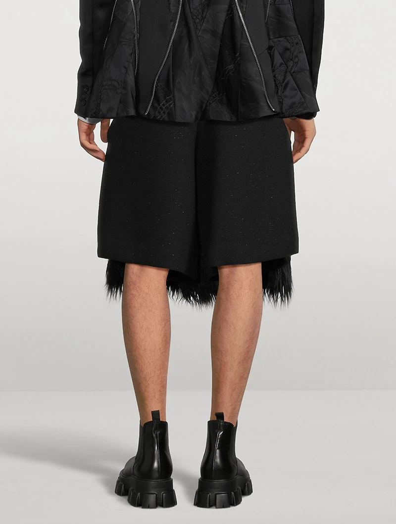 Wool-Blend Faux Fur Shorts