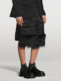 Wool-Blend Faux Fur Shorts