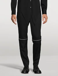 Wool Slim-Fit Pants With Zipper