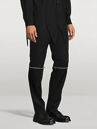 Wool Slim-Fit Pants With Zipper