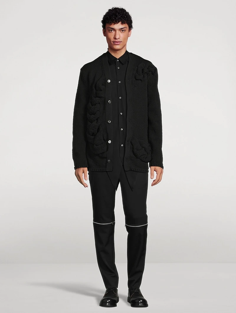 Wool Slim-Fit Pants With Zipper