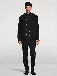 Wool Slim-Fit Pants With Zipper