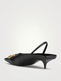 Square Knife BB Leather Slingback Pumps