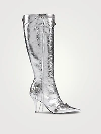 Cagole Metallic Leather Knee-High Boots