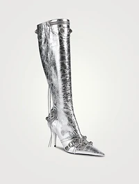 Cagole Metallic Leather Knee-High Boots