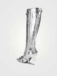 Cagole Metallic Leather Knee-High Boots