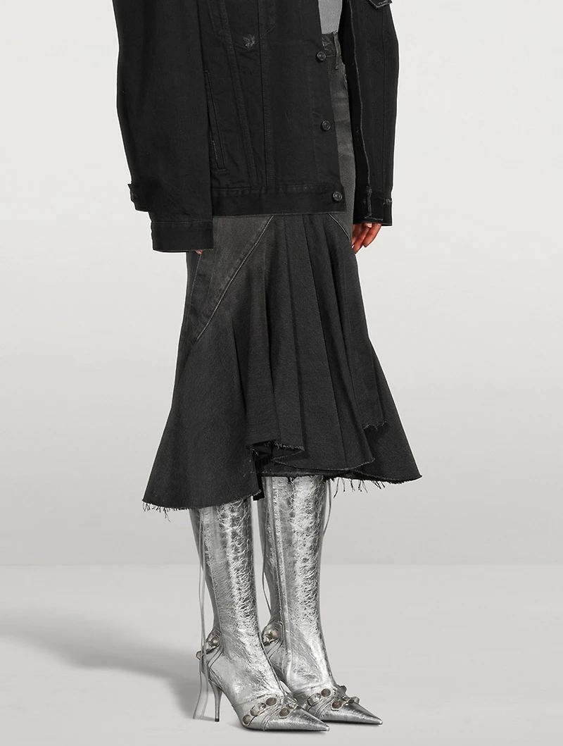 Cagole Metallic Leather Knee-High Boots