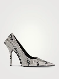 Square Knife Embellished Pumps