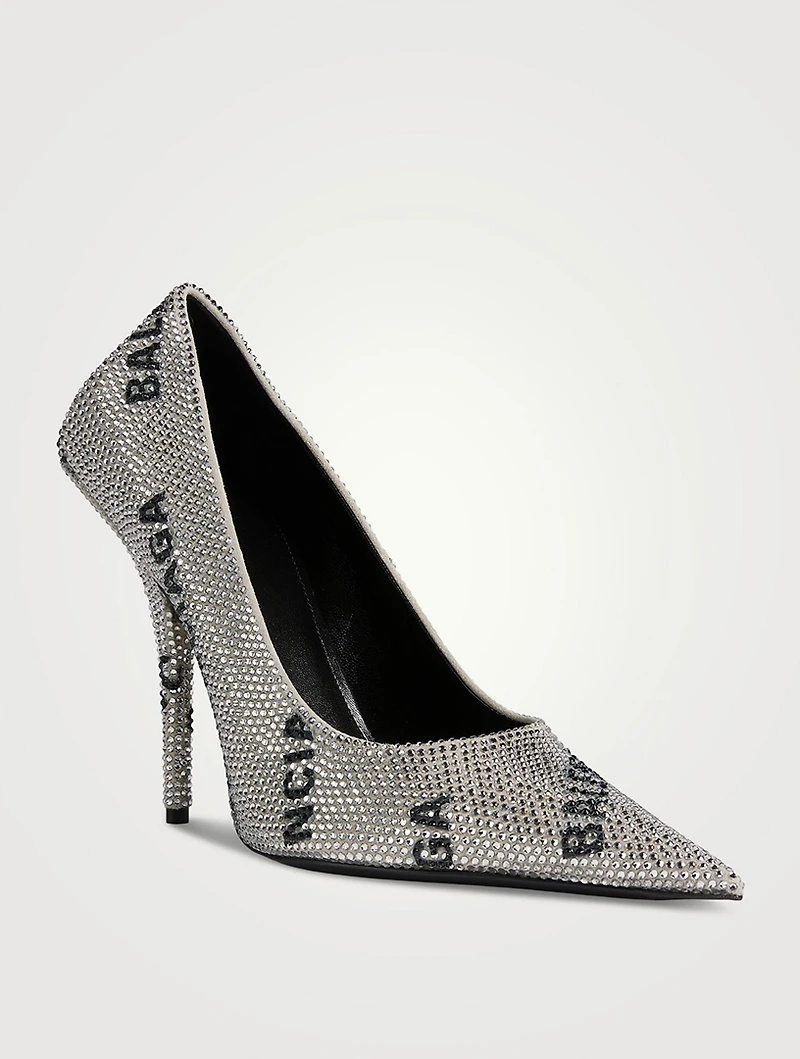 Square Knife Embellished Pumps