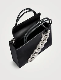 Midi Lattice Crystal Satin Tote Bag