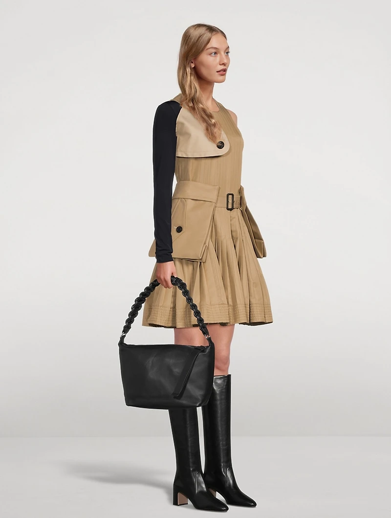 XL Lattice Leather Shoulder Bag