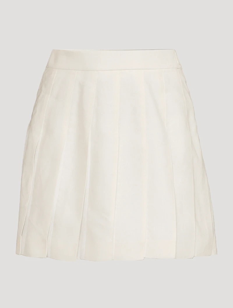 Pleated Linen Mini Skirt