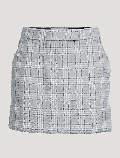 Check Cotton Tweed Mini Sack Skirt