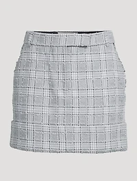 Check Cotton Tweed Mini Sack Skirt