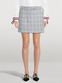 Check Cotton Tweed Mini Sack Skirt