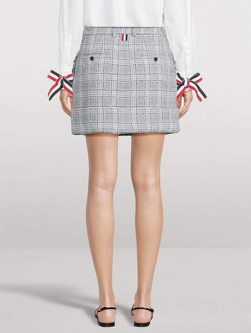 Check Cotton Tweed Mini Sack Skirt