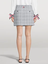 Check Cotton Tweed Mini Sack Skirt