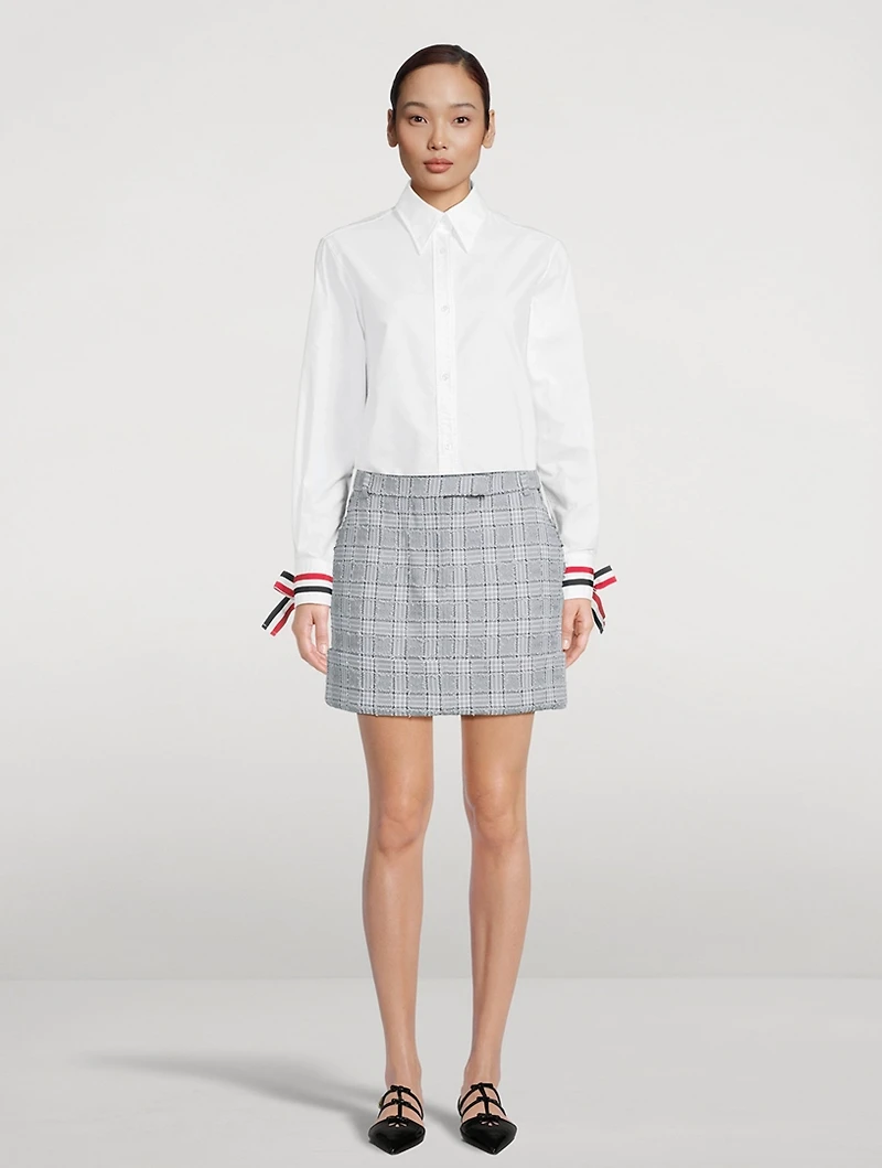 Check Cotton Tweed Mini Sack Skirt