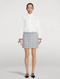 Check Cotton Tweed Mini Sack Skirt