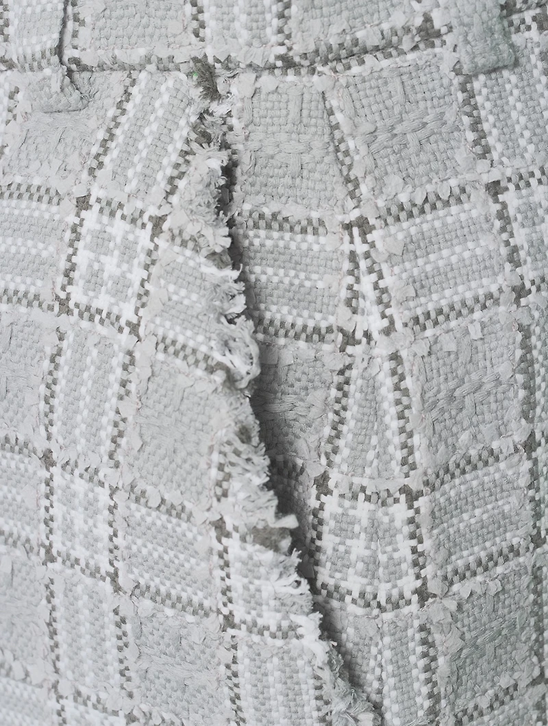 Check Cotton Tweed Mini Sack Skirt