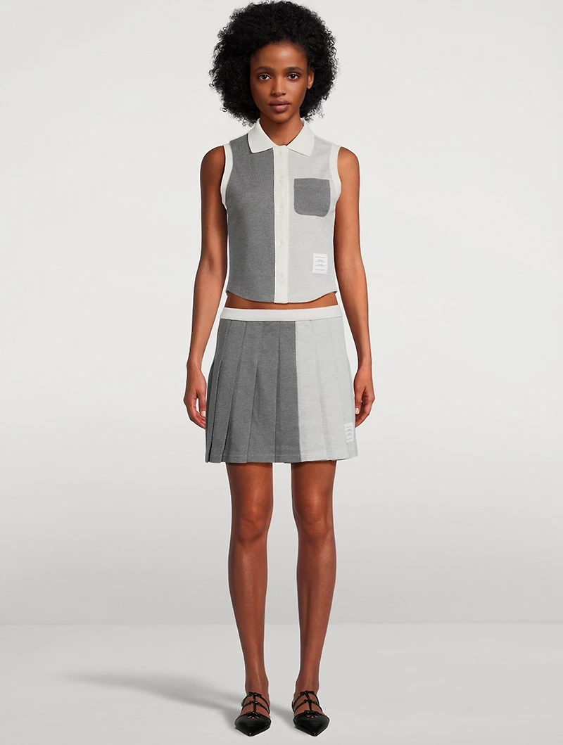 Funmix Textured Cotton Pleated Mini Skirt