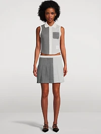 Funmix Textured Cotton Pleated Mini Skirt