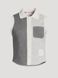 Funmix Textured Cotton Tuck Sleeveless Polo