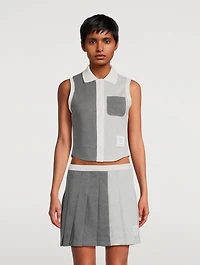 Funmix Textured Cotton Tuck Sleeveless Polo