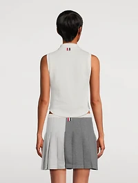 Funmix Textured Cotton Tuck Sleeveless Polo
