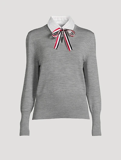 Wool Jersey Shirt With Organza Collar